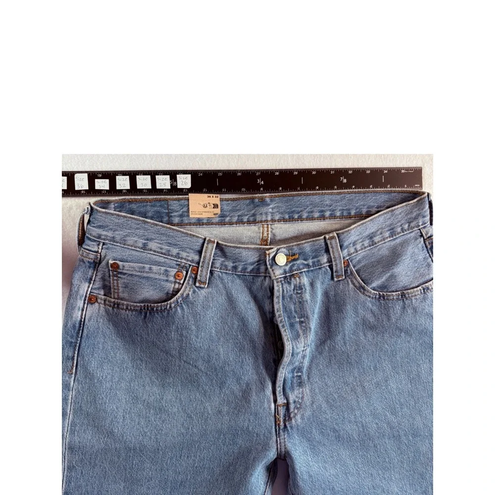Levi's 501 Original Fit Jeans Mens 36x32 (35x31.5) Blue Denim‎ Logo Straight Leg